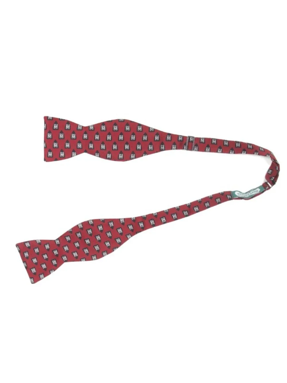 BEAU TIES of Vermont Red Preppy 6 over 4 in a Crest Logo Men's Silk Bow Tie